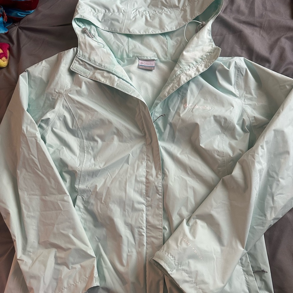 Columbia Arcadia Women's Mint Green Hooded Rain Jacket